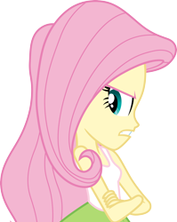 Size: 3000x3770 | Tagged: safe, artist:cloudy glow, imported from derpibooru, fluttershy, equestria girls, crossed arms, female, frown, high res, simple background, sleeveless, solo, transparent background, vector