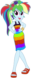 Size: 1450x3600 | Tagged: safe, artist:roseluck, imported from derpibooru, rainbow dash, human, equestria girls, equestria girls series, i'm on a yacht, spring breakdown, spoiler:eqg series (season 2), alternate hairstyle, bare shoulders, bracelet, braid, breasts, clothes, collarbone, cruise concert outfit, cruise outfit, dress, equestria girls style, feet, female, full body, hand on hip, happy, high res, inkscape, jewelry, looking at you, open mouth, open smile, ponytail, redraw, sandals, sequins, show accurate, sideboob, simple background, sleeveless, sleeveless dress, smiling, smiling at you, solo, thigh gap, transparent background, vector, walking, walking towards you