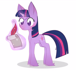 Size: 4800x4500 | Tagged: safe, artist:hotcurrykatsu, imported from derpibooru, twilight sparkle, pony, unicorn, female, no pupils, quill, scroll, simple background, solo, unicorn twilight, white background
