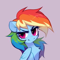 Size: 3000x3000 | Tagged: safe, artist:vensual99, imported from derpibooru, rainbow dash, pegasus, pony, bust, chest fluff, female, high res, mare, portrait, purple background, simple background, solo