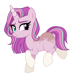 Size: 1024x1091 | Tagged: safe, artist:teal-quil, imported from derpibooru, oc, oc only, pony, unicorn, coat markings, eyelashes, female, heterochromia, horn, looking sideways, magical lesbian spawn, mare, offspring, parent:fluttershy, parent:twilight sparkle, parents:twishy, simple background, smiling, socks (coat markings), solo, tail, transparent background, unicorn oc