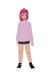 Size: 2786x3954 | Tagged: safe, artist:idkhesoff, derpibooru exclusive, imported from derpibooru, sunny starscout, human, blushing, clothes, converse, female, g5, high res, humanized, shoes, simple background, socks, solo, sweater, transparent background