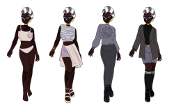 Size: 3042x1843 | Tagged: safe, artist:idkhesoff, imported from derpibooru, zecora, human, anklet, barefoot, belly button, belt, boots, bra, bracelet, clothes, coat, dark skin, ear piercing, earring, eyebrow piercing, feet, female, flats, humanized, jeans, jewelry, kneesocks, midriff, neck rings, nose piercing, nose ring, panties, pants, piercing, sandals, shirt, shoes, shorts, simple background, socks, solo, sports bra, sports shorts, stockings, striped socks, sweater, tattoo, thigh highs, transparent background, underwear