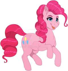 Size: 900x937 | Tagged: safe, artist:sugarcup, imported from derpibooru, pinkie pie, earth pony, pony, deviantart watermark, female, mare, obtrusive watermark, open mouth, simple background, smiling, solo, transparent background, watermark, white outline