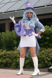 Size: 2592x3888 | Tagged: safe, artist:mieucosplay, imported from derpibooru, trixie, human, bronycon, bronycon 2014, boots, clothes, cosplay, costume, gloves, hand on hip, high heel boots, high res, irl, irl human, photo, shoes