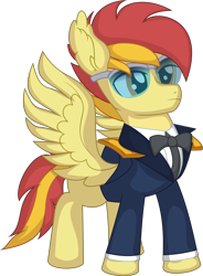 Size: 5565x7563 | Tagged: safe, artist:cyanlightning, imported from derpibooru, oc, oc:galaxy strike, pegasus, pony, derpibooru community collaboration, .svg available, 2022 community collab, absurd resolution, clothes, glasses, male, simple background, solo, stallion, transparent background, uniform, vector