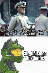 Size: 986x1479 | Tagged: artist needed, safe, edit, editor:bandwidth, imported from derpibooru, human, pony, captain, crossover, halo (series), master chief, meme, ponified, text, video game