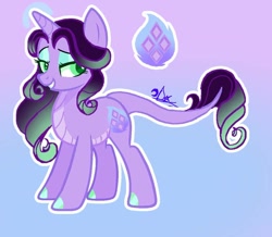 Size: 1126x984 | Tagged: safe, artist:daydreamsunset23, imported from derpibooru, oc, oc only, oc:clear flame, dracony, hybrid, cutie mark, eyeshadow, gradient background, green eyes, grin, horn, interspecies offspring, lidded eyes, makeup, offspring, outline, parent:rarity, parent:spike, parents:sparity, smiling, solo, standing, white outline
