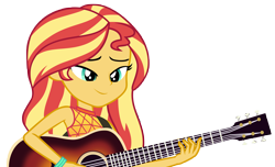 Size: 9941x6032 | Tagged: safe, artist:andoanimalia, imported from derpibooru, sunset shimmer, equestria girls, equestria girls series, let it rain, spoiler:eqg series (season 2), guitar, musical instrument, simple background, sleeveless, solo, transparent background, vector