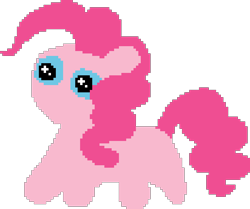 Size: 618x516 | Tagged: safe, artist:minus, derpibooru exclusive, imported from derpibooru, pinkie pie, earth pony, pony, baba is you, female, mare, no mouth, no nose, no shading, pixel art, short legs, simple background, solo, starry eyes, stylistic suck, transparent background, wide eyes, wingding eyes