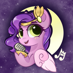 Size: 2141x2141 | Tagged: safe, artist:eris azure, imported from derpibooru, pipp petals, pegasus, pony, adorapipp, cute, cutie mark, female, g5, headband, high res, mare, microphone, singer, solo