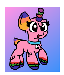 Size: 840x986 | Tagged: safe, artist:two2sleepy, imported from derpibooru, oc, piñata pony, pony, cross, jewelry, necklace, piñata, scp, scp foundation, scp-956