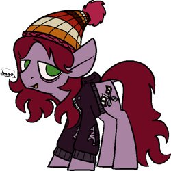 Size: 1770x1767 | Tagged: safe, artist:skookz, imported from derpibooru, oc, oc only, earth pony, pony, bags under eyes, beanie, clothes, hat, jacket, male, simple background, solo, speech bubble, stallion, text, torn clothes, transparent background