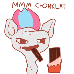 Size: 1000x1000 | Tagged: safe, imported from ponybooru, zipp storm, pegasus, pony, chocolate, eating, female, food, g5, kit-kat, my little pony: a new generation, open mouth, simple background, solo, that pony sure does love chocolate, white background