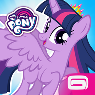 Size: 192x192 | Tagged: safe, imported from ponybooru, twilight sparkle, alicorn, pony, app icon, female, gameloft, looking at you, my little pony logo, solo, solo female, spread wings, twilight sparkle (alicorn), wings