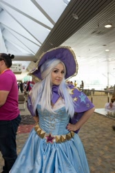 Size: 1080x1618 | Tagged: safe, artist:mieucosplay, imported from derpibooru, trixie, human, bronycon, bronycon 2016, cape, clothes, cosplay, costume, hand on hip, hat, irl, irl human, photo, trixie's cape, trixie's hat