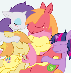 Size: 652x669 | Tagged: safe, artist:weaver, color edit, edit, imported from derpibooru, big macintosh, braeburn, fluttershy, rarity, twilight sparkle, earth pony, pegasus, pony, unicorn, applecest, big macintosh gets all the mares, big macintosh gets all the stallions, bisexual, blushing, braemac, braeshy, colored, cuddle puddle, cuddling, female, fluttermac, gay, harem, hug, incest, lesbian, male, mare, messy mane, polyamory, pony pile, rarimac, shipping, simple background, sleeping, stallion, straight, twimac, twishy, unicorn twilight, white background