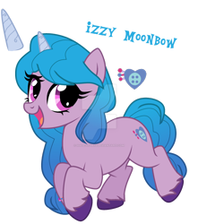 Size: 1280x1451 | Tagged: safe, artist:hate-love12, imported from derpibooru, izzy moonbow, pony, unicorn, deviantart watermark, female, g4, g5, g5 to g4, generation leap, mare, obtrusive watermark, simple background, solo, transparent background, watermark