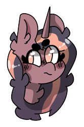 Size: 2597x3924 | Tagged: safe, artist:bruzzums, imported from derpibooru, oc, oc only, oc:ayva, pony, unicorn, blushing, bust, high res, simple background, solo, transparent background