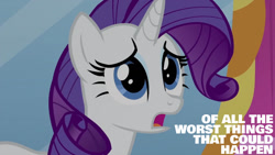 Size: 1280x720 | Tagged: safe, edit, edited screencap, editor:quoterific, imported from derpibooru, screencap, rarity, pony, unicorn, lesson zero, season 2, carousel boutique, female, mare, open mouth, solo