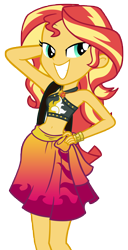 Size: 5950x11600 | Tagged: safe, artist:andoanimalia, imported from derpibooru, sunset shimmer, equestria girls, equestria girls series, forgotten friendship, absurd resolution, arm behind head, bare shoulders, bedroom eyes, belly button, bikini, bikini top, clothes, female, grin, hand on hip, pose, sarong, simple background, sleeveless, smiling, solo, sunset selfie, swimsuit, transparent background, vector