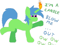 Size: 936x700 | Tagged: safe, artist:minus, derpibooru exclusive, imported from derpibooru, oc, oc only, oc:quick fix, pony, unicorn, dialogue, fire, horn, innuendo, male, pixel art, simple background, solo, tail, text, transparent background, unicorn oc