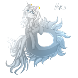 Size: 1024x1024 | Tagged: safe, artist:sakimiaji, imported from derpibooru, oc, oc only, seapony (g4), unicorn, blue eyes, dorsal fin, fish tail, flowing tail, horn, looking up, seaponified, signature, simple background, smiling, solo, species swap, tail, transparent background