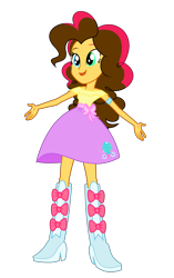 Size: 1712x2730 | Tagged: safe, artist:galaxyswirlsyt, imported from derpibooru, oc, oc only, oc:party pie, equestria girls, clothes, clothes swap, offspring, parent:cheese sandwich, parent:pinkie pie, parents:cheesepie, shirt, simple background, skirt, solo, transparent background
