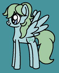 Size: 372x460 | Tagged: safe, artist:rainbowbro58, medley, pegasus, pony, cute, female, g1, g1 to g4, g4, generation leap, mare, medleybetes, ms paint, simple background, smiling, teal background