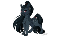 Size: 1280x805 | Tagged: safe, artist:drawingjules, imported from derpibooru, oc, oc:myth, female, long hair, long tail, mare, pink eyes, redesign, simple background, transparent background, updated design