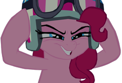 Size: 1280x869 | Tagged: safe, artist:benpictures1, imported from derpibooru, pinkie pie, earth pony, pony, my little pony: the movie, cute, diapinkes, female, goggles, grin, helmet, inkscape, mare, simple background, smiling, solo, transparent background, vector