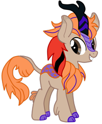 Size: 797x963 | Tagged: safe, artist:seki, imported from derpibooru, oc, oc only, oc:fededash, kirin, happy, kirin oc, orange mane, simple background, smiling, solo, transparent background