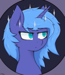 Size: 3500x4039 | Tagged: safe, artist:endo, imported from derpibooru, princess luna, alicorn, pony, unicorn, bust, female, high res, mare, portrait, s1 luna, simple background, solo