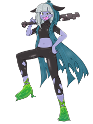 Size: 1668x2224 | Tagged: safe, alternate version, artist:batipin, imported from derpibooru, limestone pie, queen chrysalis, equestria girls, baseball bat, belly button, clothes, equestria girls-ified, female, hoodie, midriff, multiple variants, open mouth, open smile, simple background, smiling, solo, transparent background