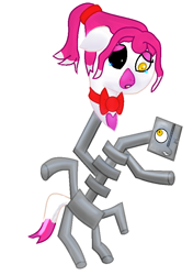 Size: 634x900 | Tagged: safe, artist:samipiplup, imported from derpibooru, earth pony, fox, fox pony, hybrid, pony, robot, robot pony, 2017, crossover, crying, five nights at freddy's, five nights at freddy's 2, mangle, ponified, solo