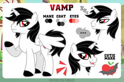 Size: 1200x798 | Tagged: safe, artist:jennieoo, imported from derpibooru, oc, oc:vamp, alicorn, pony, fangs, happy, reference, reference sheet, show accurate, simple background, sleepy, smiling, solo, vector