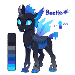 Size: 720x720 | Tagged: safe, artist:lastnight-light, imported from derpibooru, oc, oc only, oc:beetle, changeling, blue changeling, male, simple background, solo, transparent background