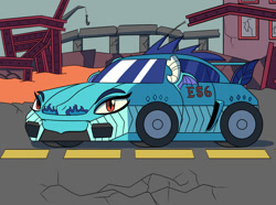 Size: 1024x763 | Tagged: source needed, safe, artist:sergeant16bit, imported from derpibooru, princess ember, alternate universe, antenna, car, carified, crane, hook, inanimate tf, road, transformation, vehicle