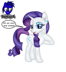 Size: 3840x4154 | Tagged: safe, artist:damlanil, imported from derpibooru, rarity, pony, unicorn, comic, cute, dialogue, ear piercing, eyelashes, eyeshadow, female, happy, high res, horn, looking at you, makeup, mare, open mouth, open smile, piercing, raised hoof, raribetes, shine, shiny mane, simple background, smiling, solo, speech bubble, talking to viewer, text, transparent background, vector