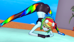 Size: 1920x1080 | Tagged: safe, artist:ratachu666, imported from derpibooru, rainbow dash, equestria girls, 3d, ass, butt, face down ass up, female, goggles, jack-o challenge, koikatsu, meme, sexy, solo, stupid sexy rainbow dash