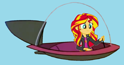 Size: 1152x604 | Tagged: safe, artist:guihercharly, imported from derpibooru, sunset shimmer, equestria girls, clothes, driving, flying car, glass dome, gloves, motorcross, solo, space car, the jetsons