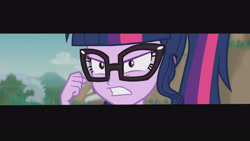 Size: 3410x1920 | Tagged: safe, imported from derpibooru, screencap, sci-twi, twilight sparkle, equestria girls, equestria girls series, friendship math, beach, close-up, female, fist, glasses, gritted teeth, high res, ponytail, scowl, solo
