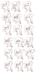 Size: 1580x3256 | Tagged: safe, artist:tranzmuteproductions, imported from derpibooru, oc, oc only, earth pony, pony, bust, earth pony oc, expressions, lineart, monochrome, smiling