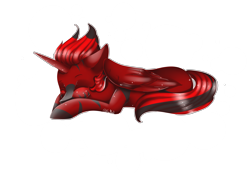 Size: 3581x2474 | Tagged: safe, artist:fantisai, imported from derpibooru, oc, oc only, alicorn, pony, alicorn oc, high res, horn, red and black oc, simple background, sleeping, solo, transparent background, wings