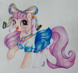 Size: 1012x952 | Tagged: safe, artist:skior, imported from derpibooru, pony, clothes, giffany, gravity falls, ponified, solo, traditional art