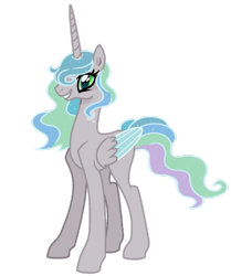 Size: 1280x1532 | Tagged: safe, artist:princess-kitsune-tsu, imported from derpibooru, oc, oc only, alicorn, changepony, pony, alicorn oc, eyelashes, female, folded wings, green eyes, horn, magical lesbian spawn, mare, offspring, parent:princess celestia, parent:queen chrysalis, parents:chryslestia, simple background, smiling, solo, standing, tail, transparent background, wings