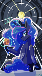 Size: 1200x2160 | Tagged: safe, artist:ca(oh)2, imported from derpibooru, princess luna, alicorn, pony, female, food, magic, mare, mooncake, sitting, solo