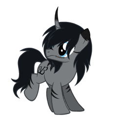 Size: 1584x1536 | Tagged: safe, artist:revenge.cats, imported from derpibooru, pony, unicorn, andy biersack, black veil brides, curved horn, horn, male, ponified, simple background, solo, transparent background