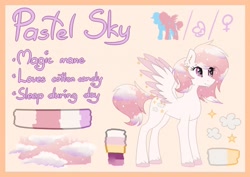 Size: 1280x904 | Tagged: safe, artist:lambydwight, imported from derpibooru, oc, oc only, oc:pastel sky, pegasus, pony, female, pegasus oc, reference sheet, solo