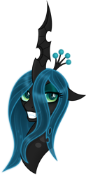 Size: 4000x8147 | Tagged: safe, artist:kp-shadowsquirrel, artist:negatif22, imported from derpibooru, queen chrysalis, changeling, changeling queen, bust, fangs, female, mare, portrait, simple background, smiling, solo, transparent background, vector